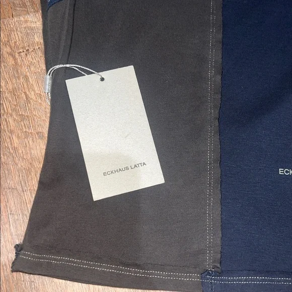 Eckhaus Latta Navy & Brown Lapped Baby T-Shirt - Picture 7 of 7